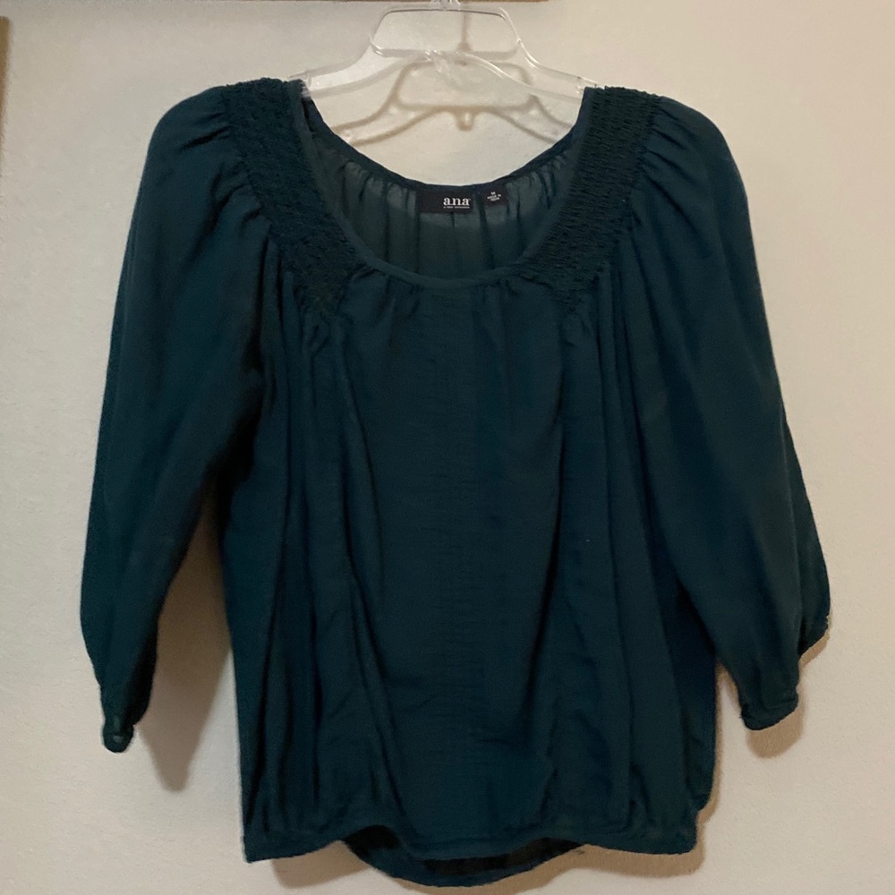 Blue/green flowy peasant top